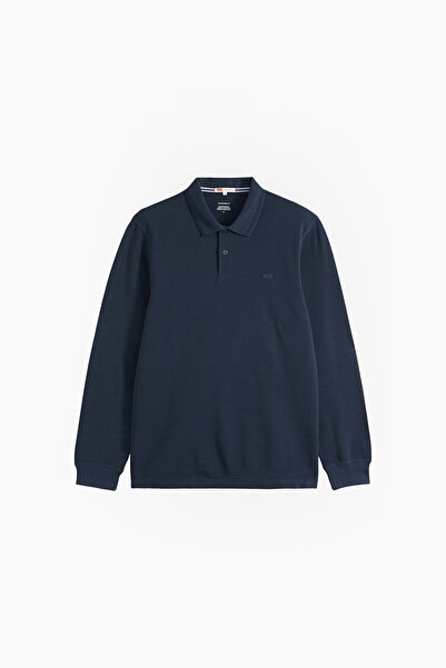 Levi's تي شيرت LS ORIGINAL للرجال باللون الأزرق الداكن بياقة بولو وأكمام طويل...