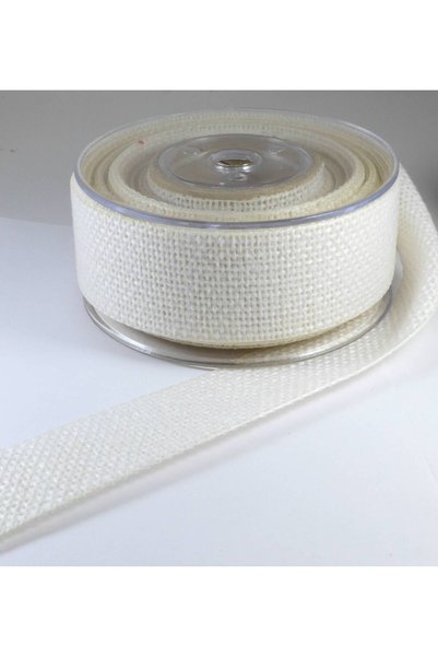 NO BRAND Κορδέλα διάτρητη λινάτσα 35mm/καρούλι 9μέτρα - Λευκό