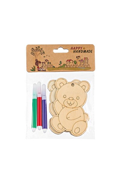 NO BRAND Ξύλινο αρκουδάκι με μαρκαδόρους 6,5×10 cm /12 τμχ