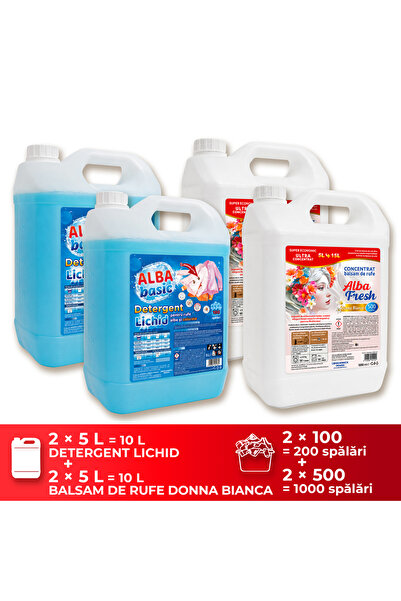 ALBA BASIC Πακέτο 4x5 λίτρα / 2x Υγρό απορρυπαντικό + 2x ALBA FRESH DONNA BIA...