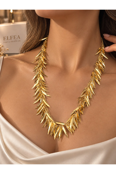 elfea Lalina saçaklı Kolye -Kaliteli Çelik Meteryal
