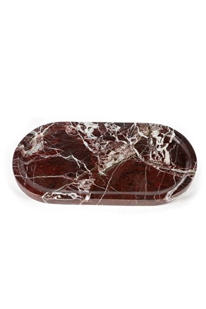 Deconore Rosso Doğal Mermer Oval Sunumluk Bordo (15x30 cm)