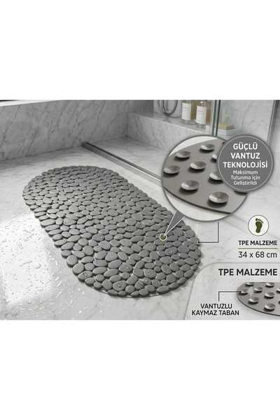 Vantuzlu Banyo ve Duş Kaydırmaz Paspası 34 cm x 68 cm Antrasit Renk