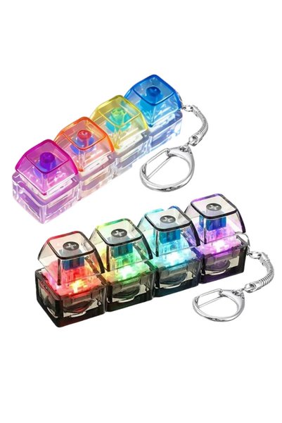 Choice 4color-BlackPitch NEW LED Keyboard Keychain Fidget Toys Crystal Clicke...