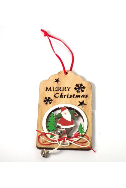 NO BRAND Κάθετο Παραλληλόγραμμο στολίδι Merry Christmas με Άγιο Βασίλη & καμπ...