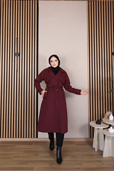 Vibeys Moda Keten Kumaş Su Geçirmez Astarlı Ve Kemerli Araboy Kadın Trençkot