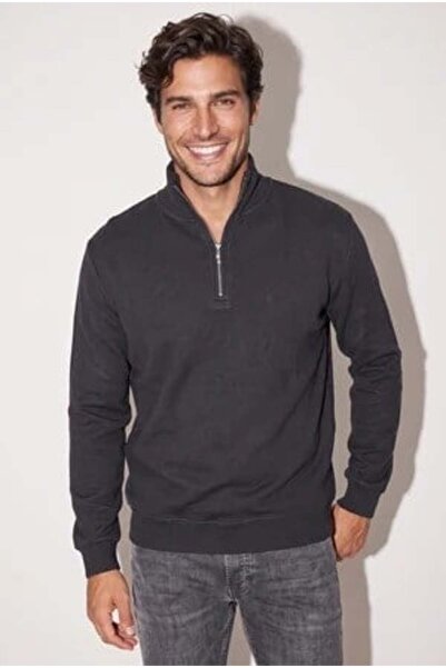 JSCO Men's 6208 Stand Collar 30/3 Slk Sweat Black