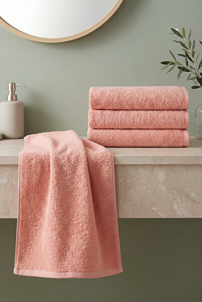 Rivaİstanbul Salmon Natural Colored 4-Piece 100% Cotton Towel Set 50X90