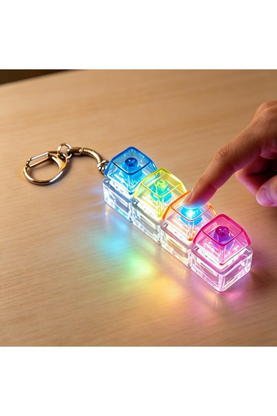 Choice C NEW LED Keyboard Keychain Fidget Toys Crystal Clicker Sensory Toy fo...