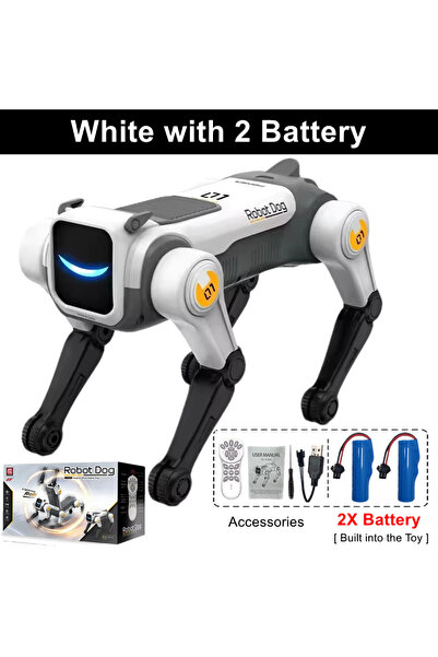 Choice White with 2 Battery RC Mechanical Dog Intelligent AI RC Robot Dog Voi...