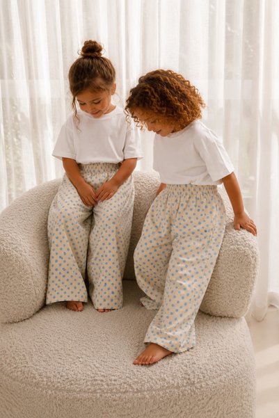 Le Touche Polka Dot Girls' and Boys' 100% Cotton Pants for 4 Seasons