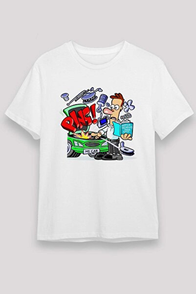 Darkhane Car Mechanic White Unisex T-Shirt T-Shirt