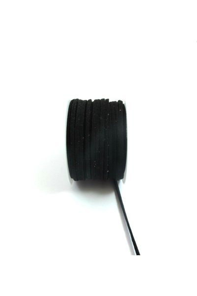NO BRAND Συνθετικό Suede καστόρινο κορδόνι 3mm/καρούλι 90 μέτρα - Μαύρο