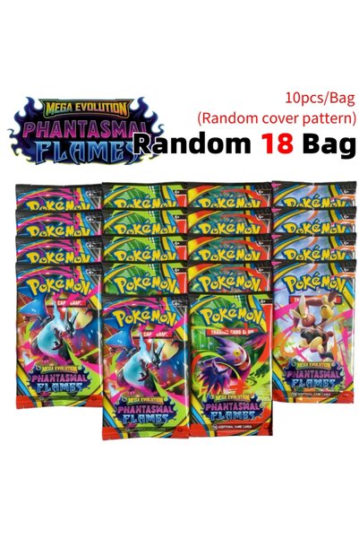 Choice PHANTASMAL-18 bag Pokémon Cards 9+1 Per Pack TCG Mega Evolution Phanta...