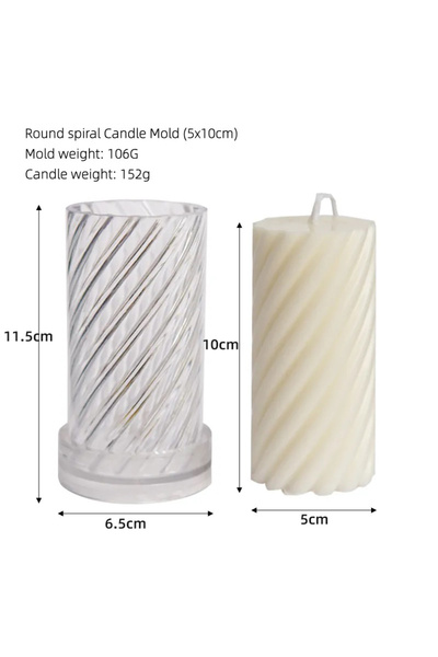Betonarke Spiral Silindir Mum Kalıbı - Burgu Tasarım - Akrilik - Dekoratif Mu...
