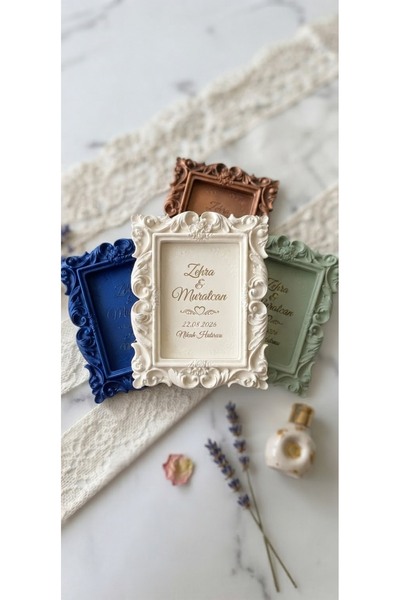 Aurocode Lüks Barok Model 10 cm Taş Tozu Nikah, Söz ve Kına Hatırası Magnet Ç...