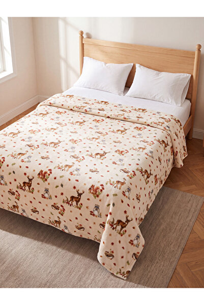 LC Waikiki Quality Parts from Çelebi Store Double Blanket with Raccoon Figure
