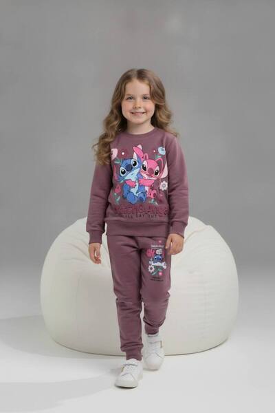 ARBİ kids Girl's Purple Two-Thread Character Patterned Set