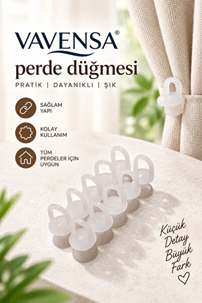 VAVENSA Perde Düğmesi Tül Perde Ruleti Korniş Halkası Dikmeli Perde Askı Apar...