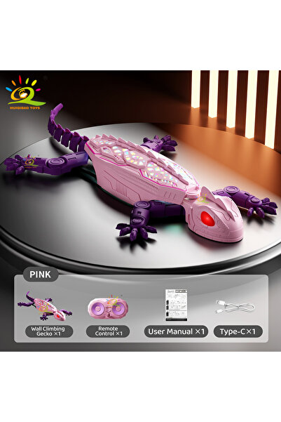 Choice PINK RC Electric Gecko Toy Features Colorful Lights, Wall-Climbing Cap...