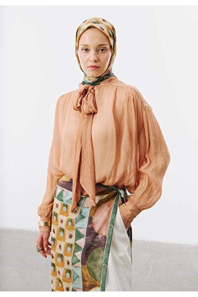 Freshscarfs Vintage Board Desen Vual Eşarp Turuncu