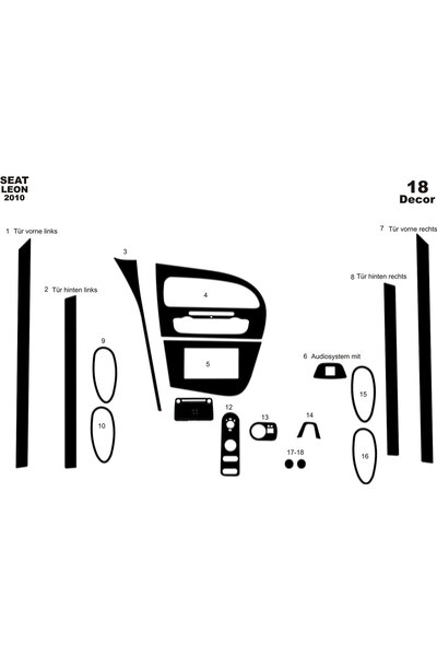 Marscockpitdesign Seat Leon Torpido Kaplama 2010 - 2014 Arası 18 Parça