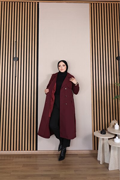 Vibeys Moda Keten Kumaş Su Geçirmez Astarlı Ve Kemerli Araboy Kadın Trençkot