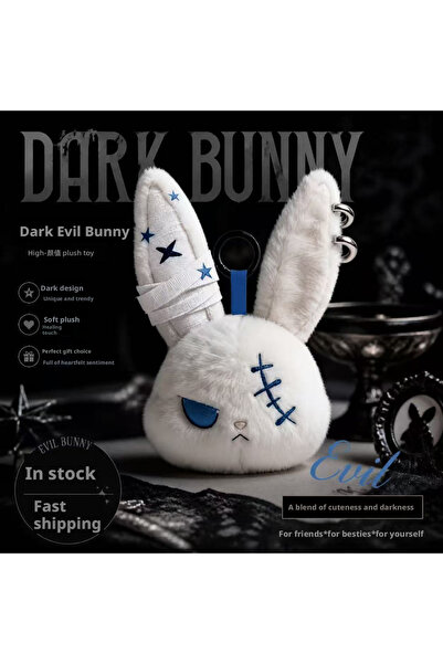 Choice blue eye Hot Gothic Bunny Plush Keychain RabbitBag Charm with Bandage ...
