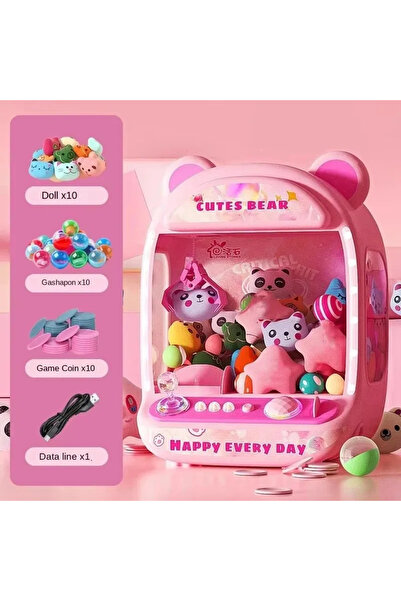 Choice Pink DIY Automatic Doll Machine Kids Coin Operated Play Game Mini Claw...