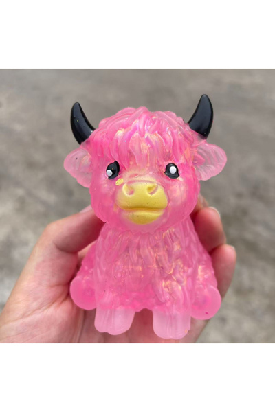 Choice 1pc-pink Cute Maltose Squishy Glitter Highland Cow Squeeze Toys Soft A...