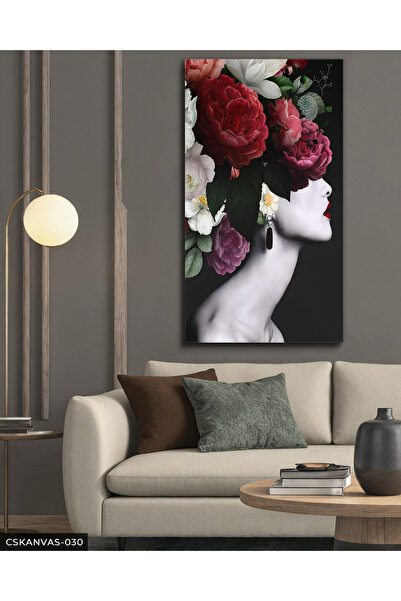 Evinemoda Çiçekten Kadın Tek Parça Kanvas - Canvas Tablo