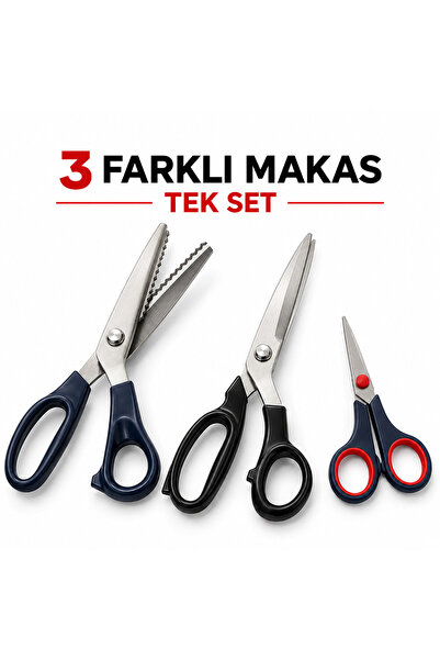 ALBERTOS Sürfile Terzi Çok Amaçlı Kumaş Kesim 3'lü Makas Seti