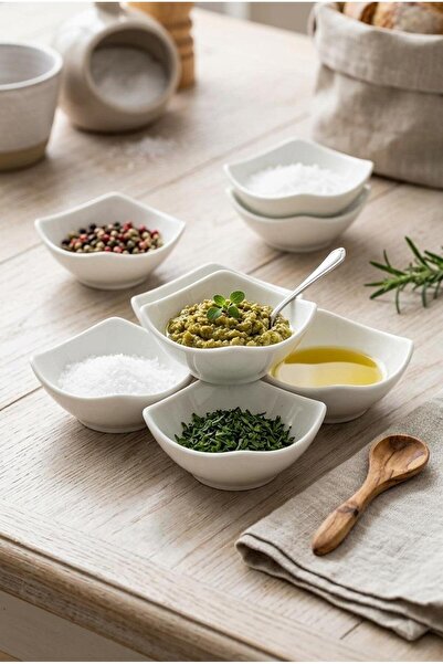 ALBETTO Mini Square Breakfast Bowl Set of 6 – Porcelain Snack Bowl, Sauce Bow...