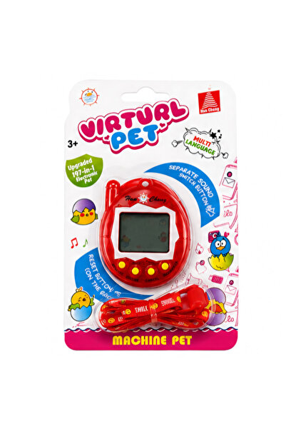 FAMIFY Tamagotchi Animal de companie virtual roșu, 197 de jocuri, Animal virtual interactiv