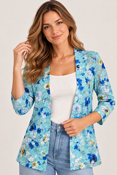 MAMAYAGA Women's Curve Day and Night Tulle Fabric Patterned Stylish Jacket Ca...