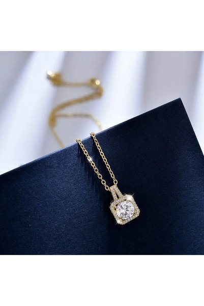 Peach Jewelry Μενταγιόν από ατσάλι τιτανίου, επιχρυσωμένο 18Κ, με ζιργκόν