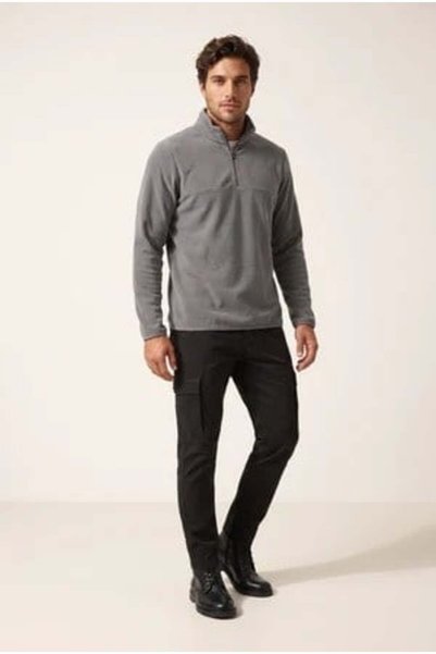 JSCO Ανδρικό 6240 Basic Stand Collar Fleece Γκρι