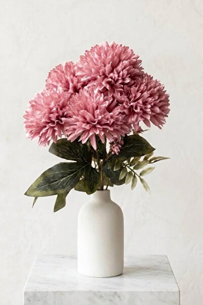 Yapay Çiçek Top Krizantem Kasımpatı 7'li Kartopu Deme 43 cm - Pembe