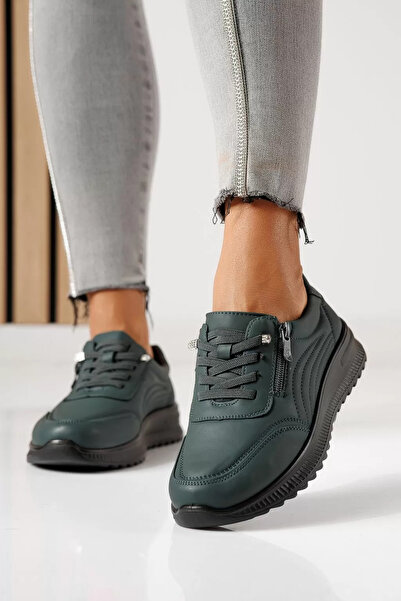 Zaira Pantofi casual dama captusiti verzi din piele ecologica Orielle #30126 ...