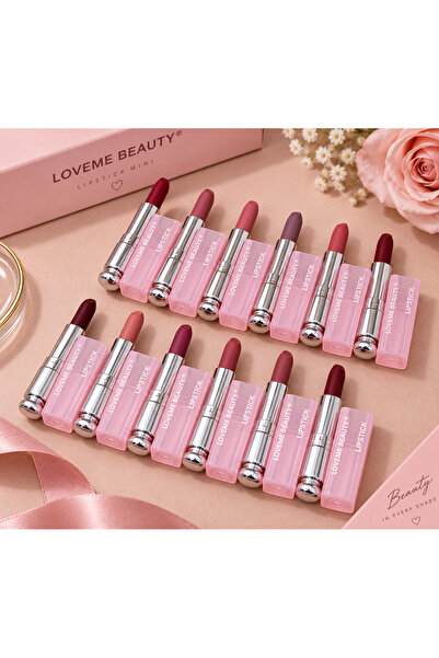 LOVEME BEAUTY أحمر شفاه ميني من بتصميم أنيق وحجم عملي، يأتي بدرجات لونية متنو...