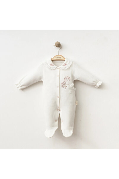 DIDuStore Coşay Baby Girl 3-6-9 Months Flower Embroidered Jumpsuit