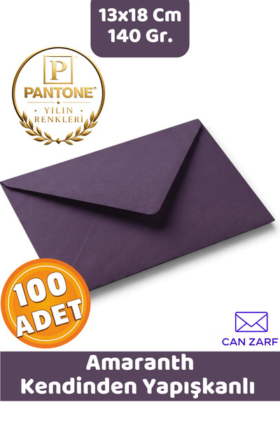 CAN ZARF 100 Adet Amaranth Mor Zarf Pantone Yılın Renkleri 140 gr. 13x18 Cm K...