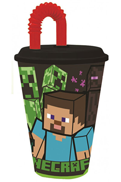 MINECRAFT Creeper Pahar cu pai, Πλαστικό 430 ml