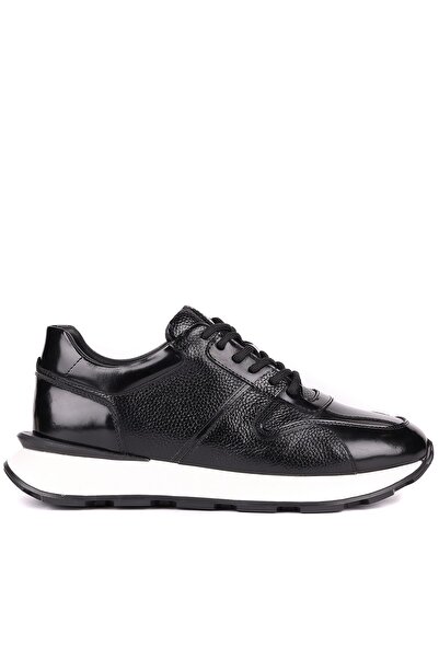 Shoetyle - Genuine Leather Black Color Casual Men's Sneaker - 610-1017
