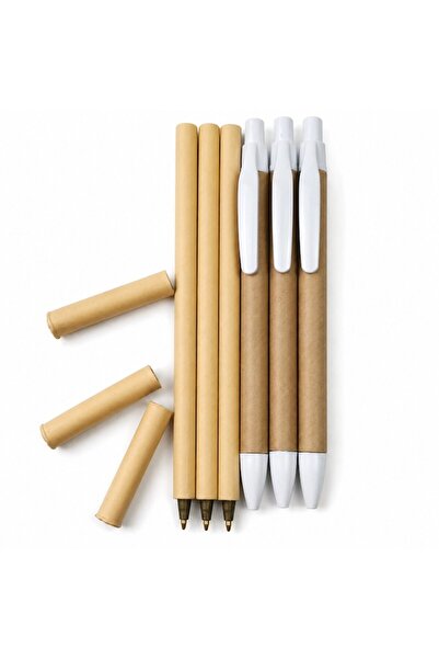 dalimag Комплект от 6 екологични химикалки от крафт хартия, с дизайн, леки и ...