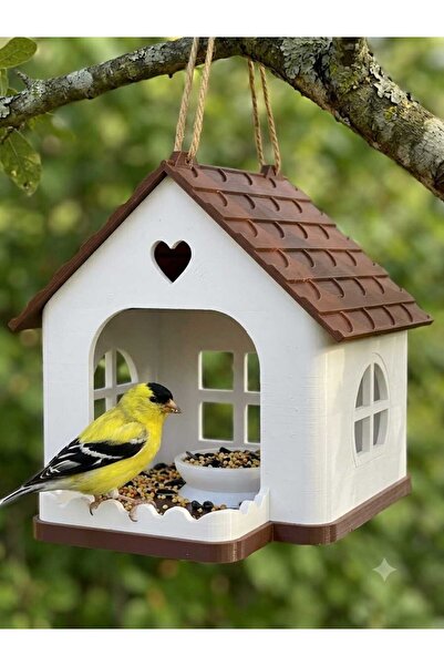 CMHOME Decorative Garden and Balcony Bird Feeder with Heart Detail, Brown Roo...