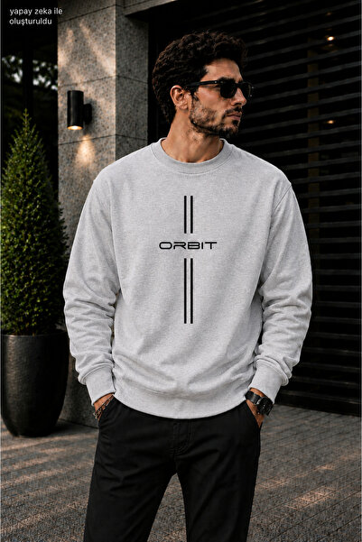 caddekombin Men's Street Style Orbit Minimalist Printed Cycling Round Neck Ca...