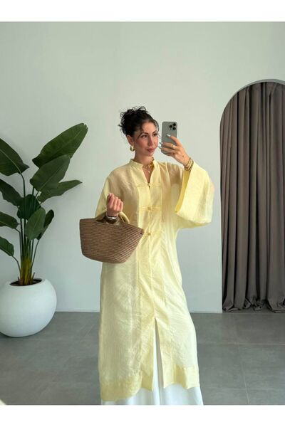 Olbia Women's Yellow Slit Long Tunic