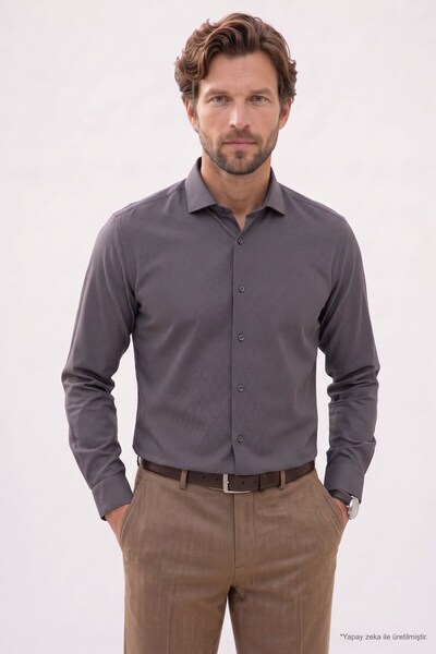 Tudors Men's Regular Fit Comfortable Cut Long Sleeve Cotton Easy-Iron Dobby G...