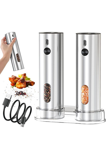 Generic Brand Set 2 râșnițe, sare și piper electrice, senzor gravitațional, L...